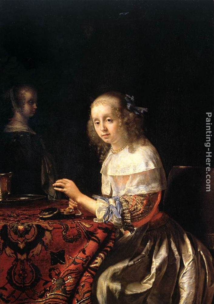 The Lacemaker painting - Frans van Mieris The Lacemaker art painting
